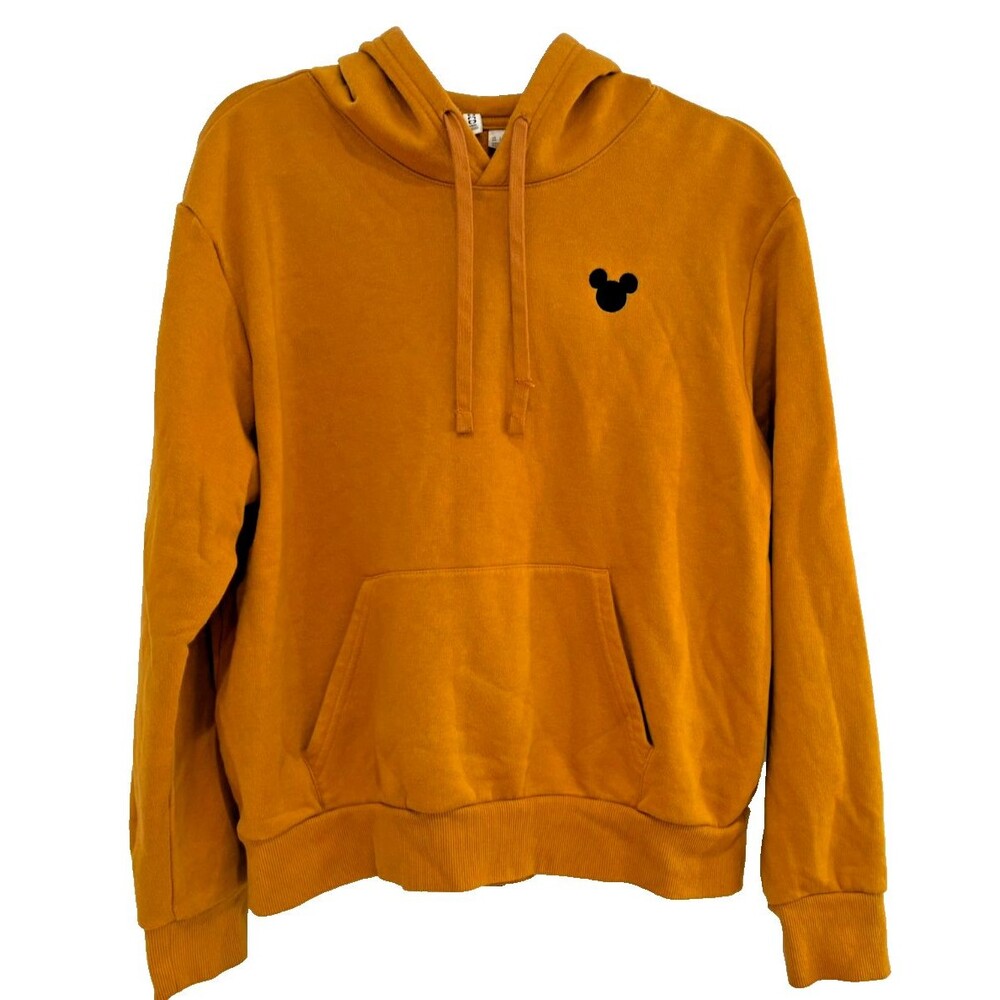 H&M Divided Disney Hoodie Womens Large Sweatshirt Mickey Mouse Ears Gold Pocket